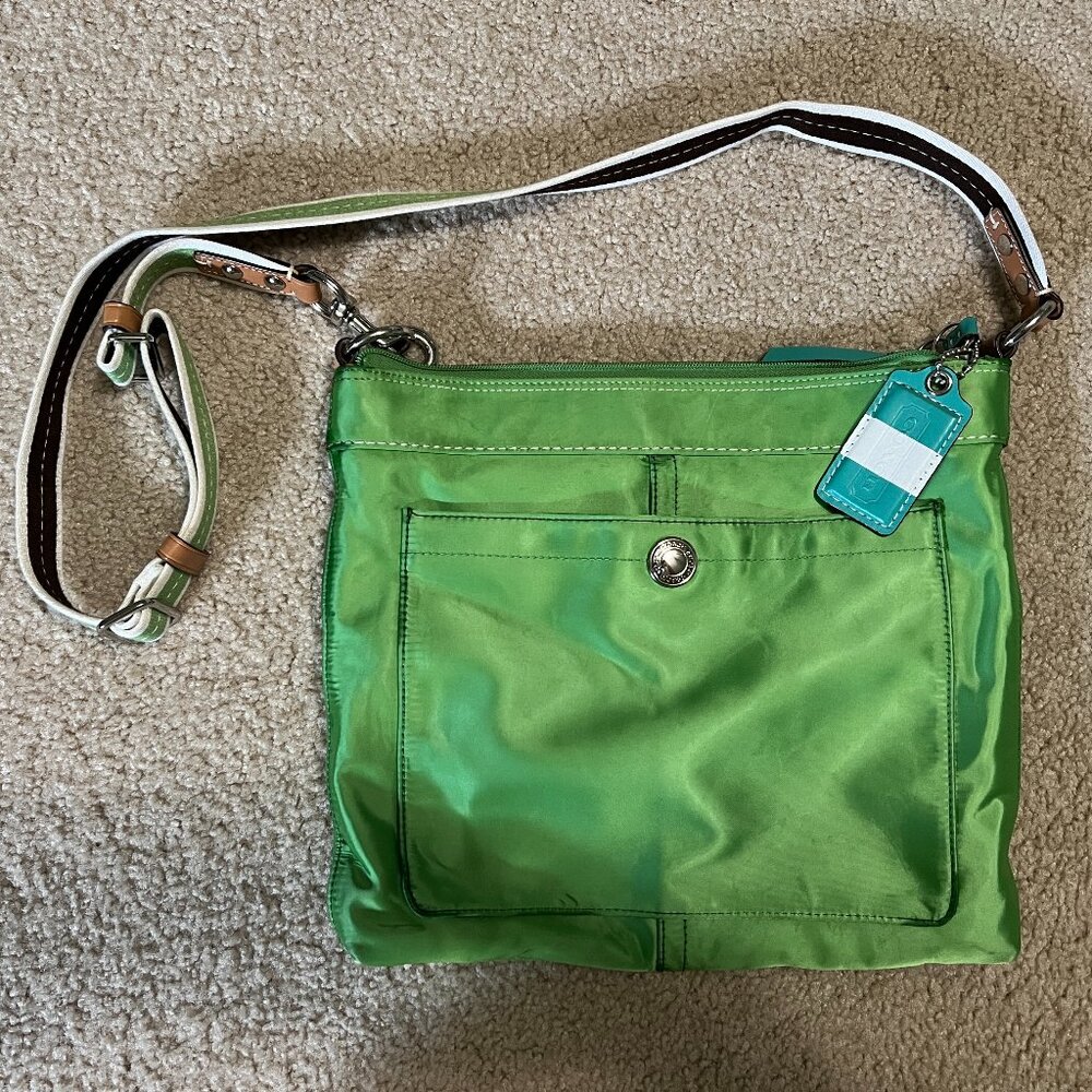 Coach Swingpack, Green Satin